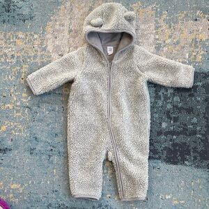 Baby Gap Grey Sherpa One Piece 6-12m